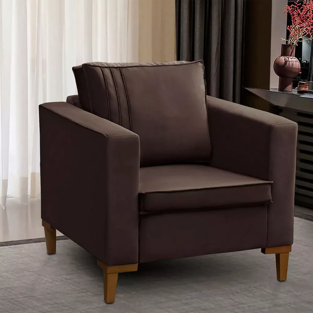 Image 1 of 7 of Kit 2 Poltronas Decorativa Riviera Veludo Marrom Chocolate - Speciale Home