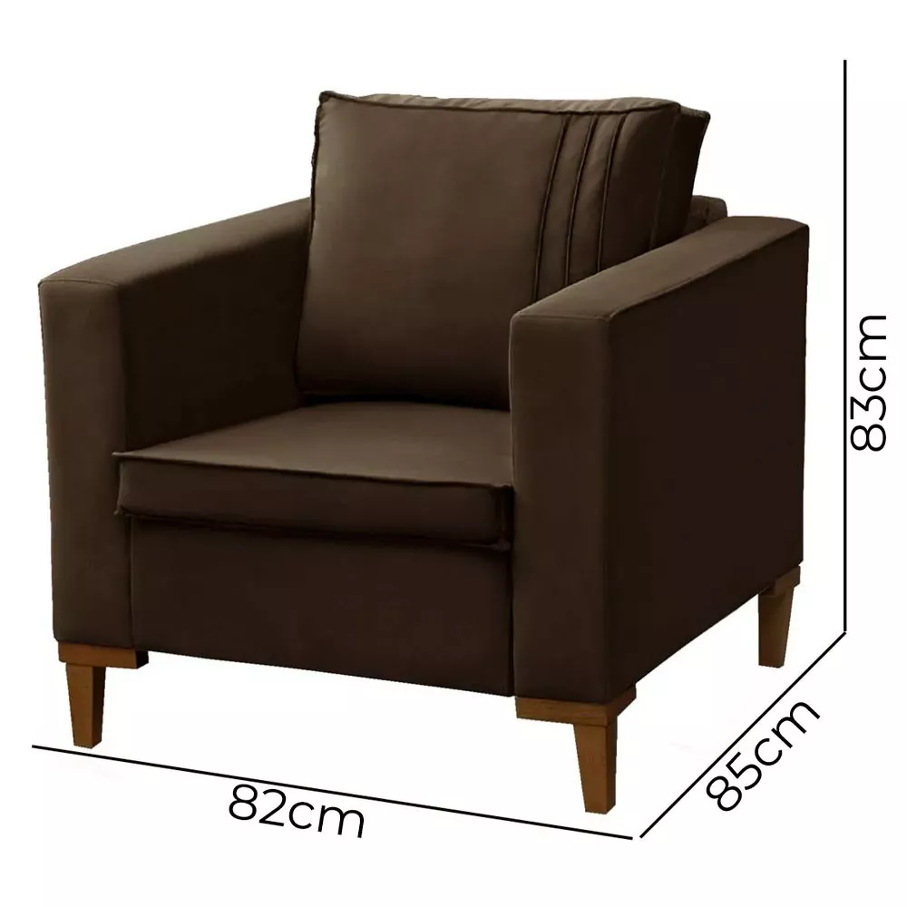 Image 2 of 7 of Kit 2 Poltronas Decorativa Riviera Veludo Marrom Chocolate - Speciale Home