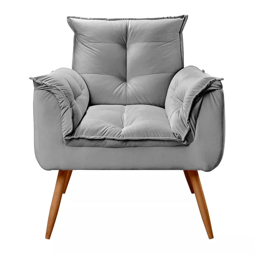 Image 1 of 7 of Conjunto de 2 Poltronas Opala Veludo Cinza Chumbo - Speciale Home
