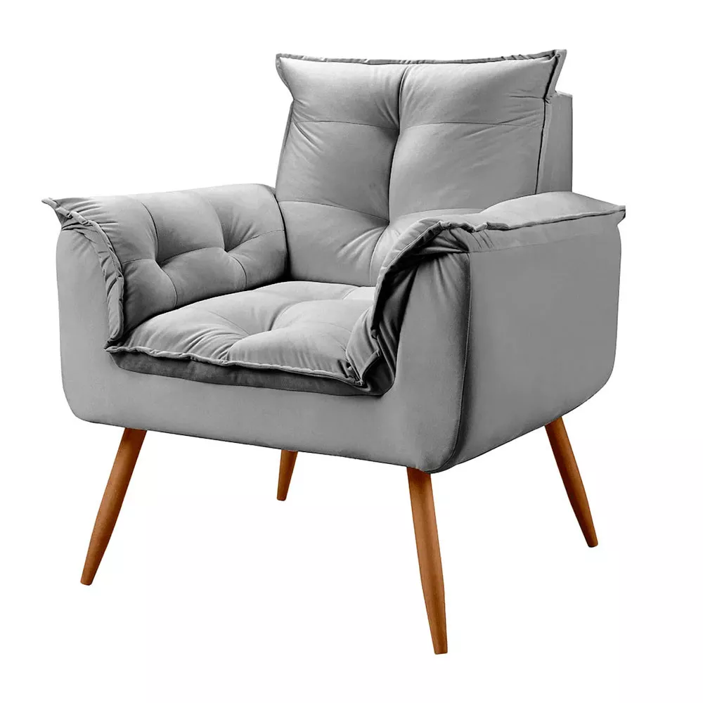 Image 5 of 7 of Conjunto de 2 Poltronas Opala Veludo Cinza Chumbo - Speciale Home