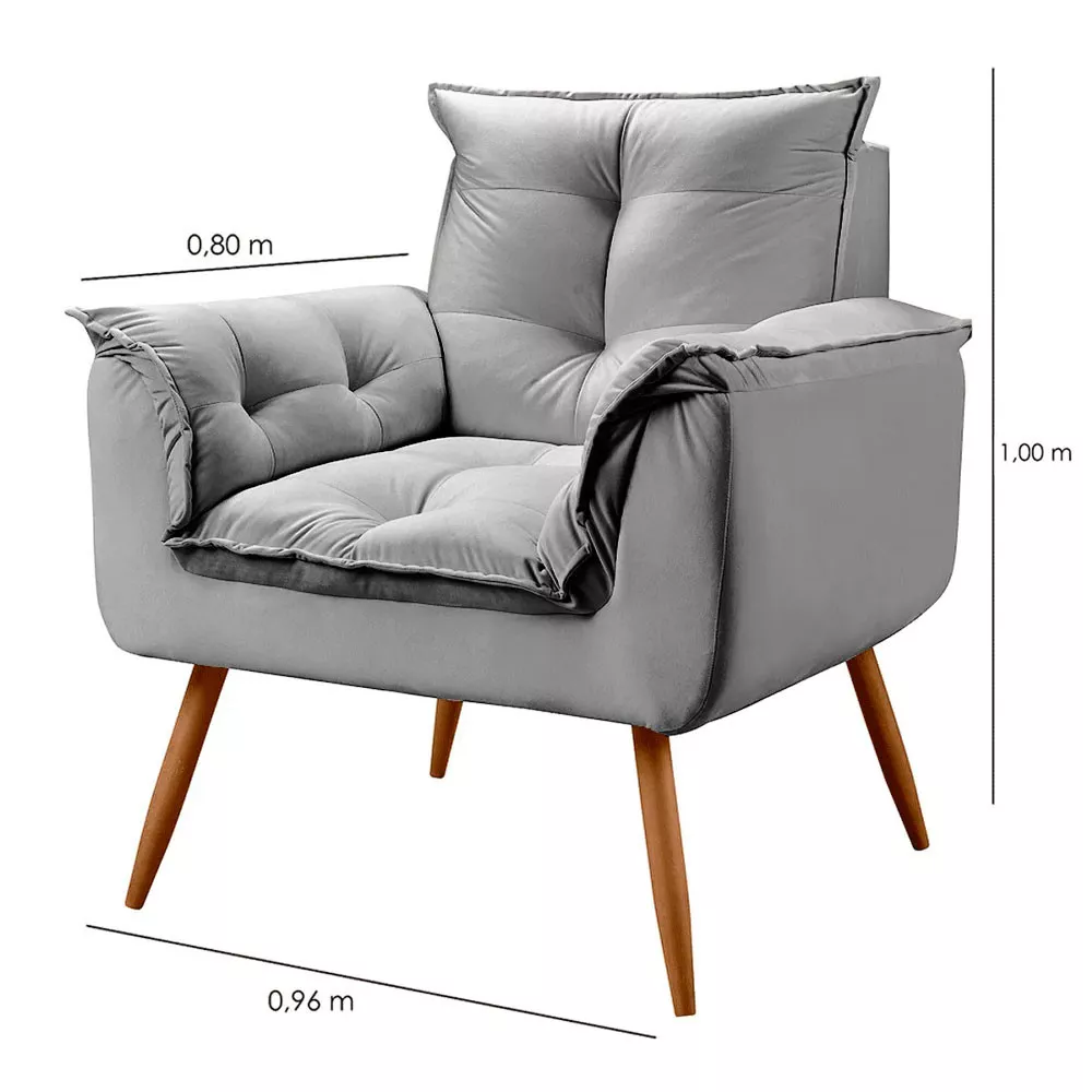 Image 6 of 7 of Conjunto de 2 Poltronas Opala Veludo Cinza Chumbo - Speciale Home