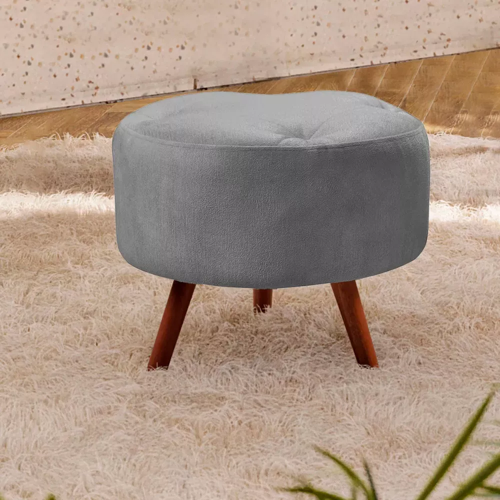 Image 1 of 5 of Puff Decorativo Sabrina Veludo Cinza Chumbo- Speciale Home
