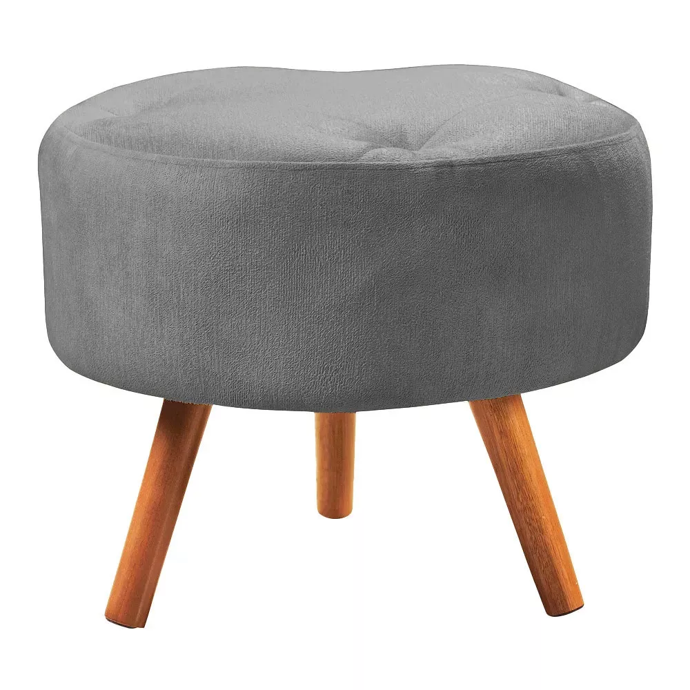 Image 2 of 5 of Puff Decorativo Sabrina Veludo Cinza Chumbo- Speciale Home