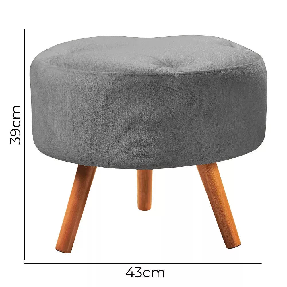 Image 3 of 5 of Puff Decorativo Sabrina Veludo Cinza Chumbo- Speciale Home