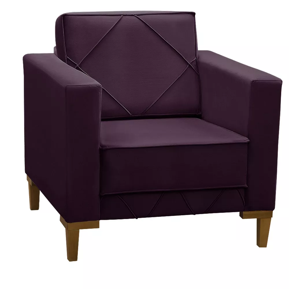 Image 0 of 6 of Poltrona Decorativa Sarah Veludo Roxa - Speciale Home