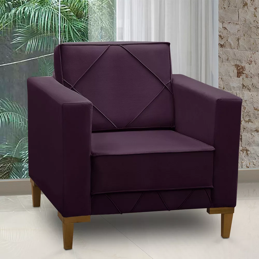 Image 1 of 6 of Poltrona Decorativa Sarah Veludo Roxa - Speciale Home