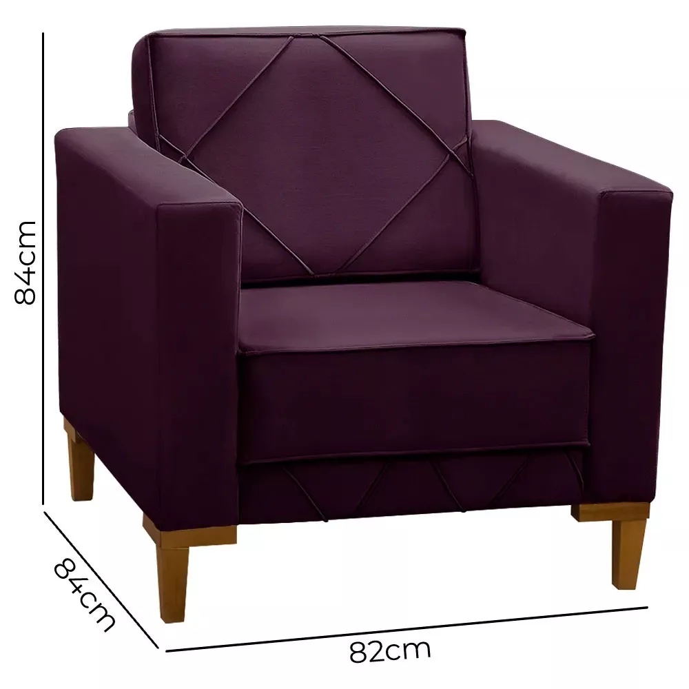 Image 2 of 6 of Poltrona Decorativa Sarah Veludo Roxa - Speciale Home