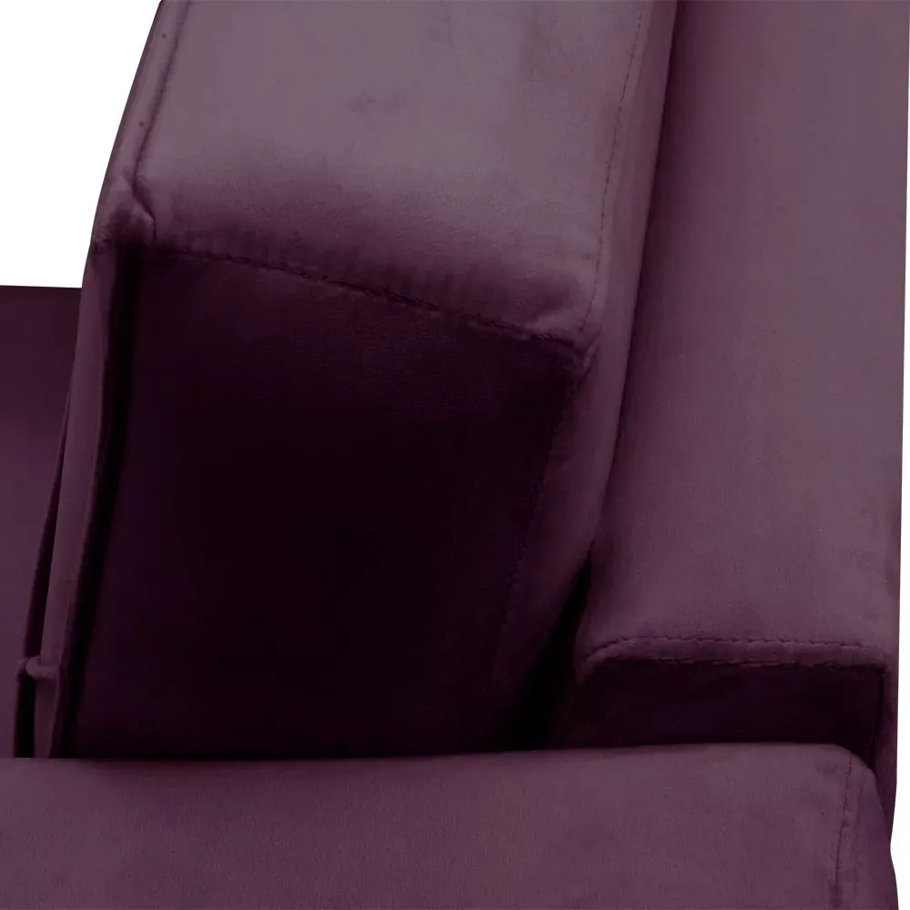 Image 5 of 6 of Poltrona Decorativa Sarah Veludo Roxa - Speciale Home