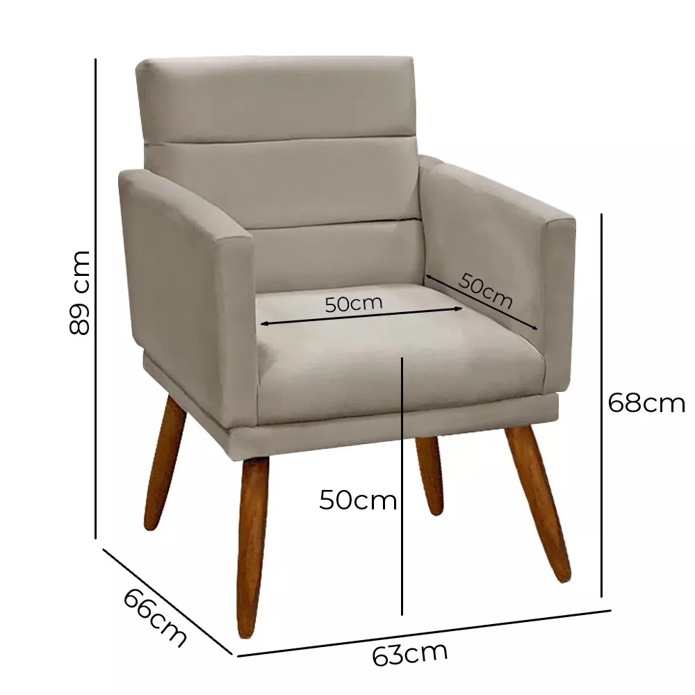 Image 2 of 9 of Kit 2 Poltronas Decorativas Nina + Puff Veludo Bege - Speciale Home