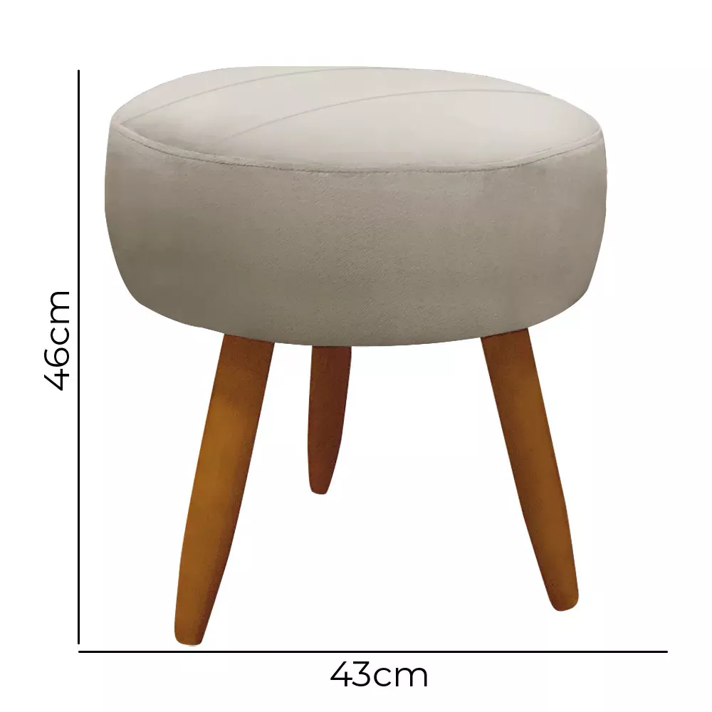Image 3 of 9 of Kit 2 Poltronas Decorativas Nina + Puff Veludo Bege - Speciale Home