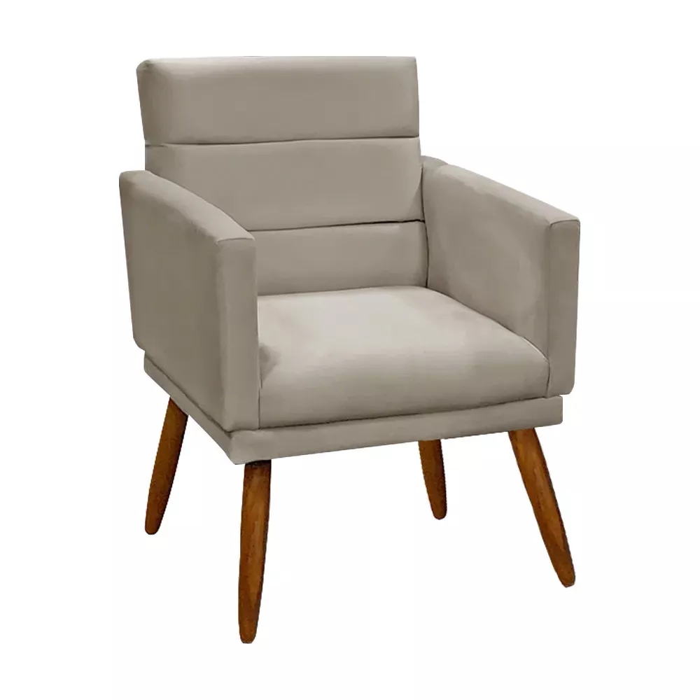 Image 5 of 9 of Kit 2 Poltronas Decorativas Nina + Puff Veludo Bege - Speciale Home