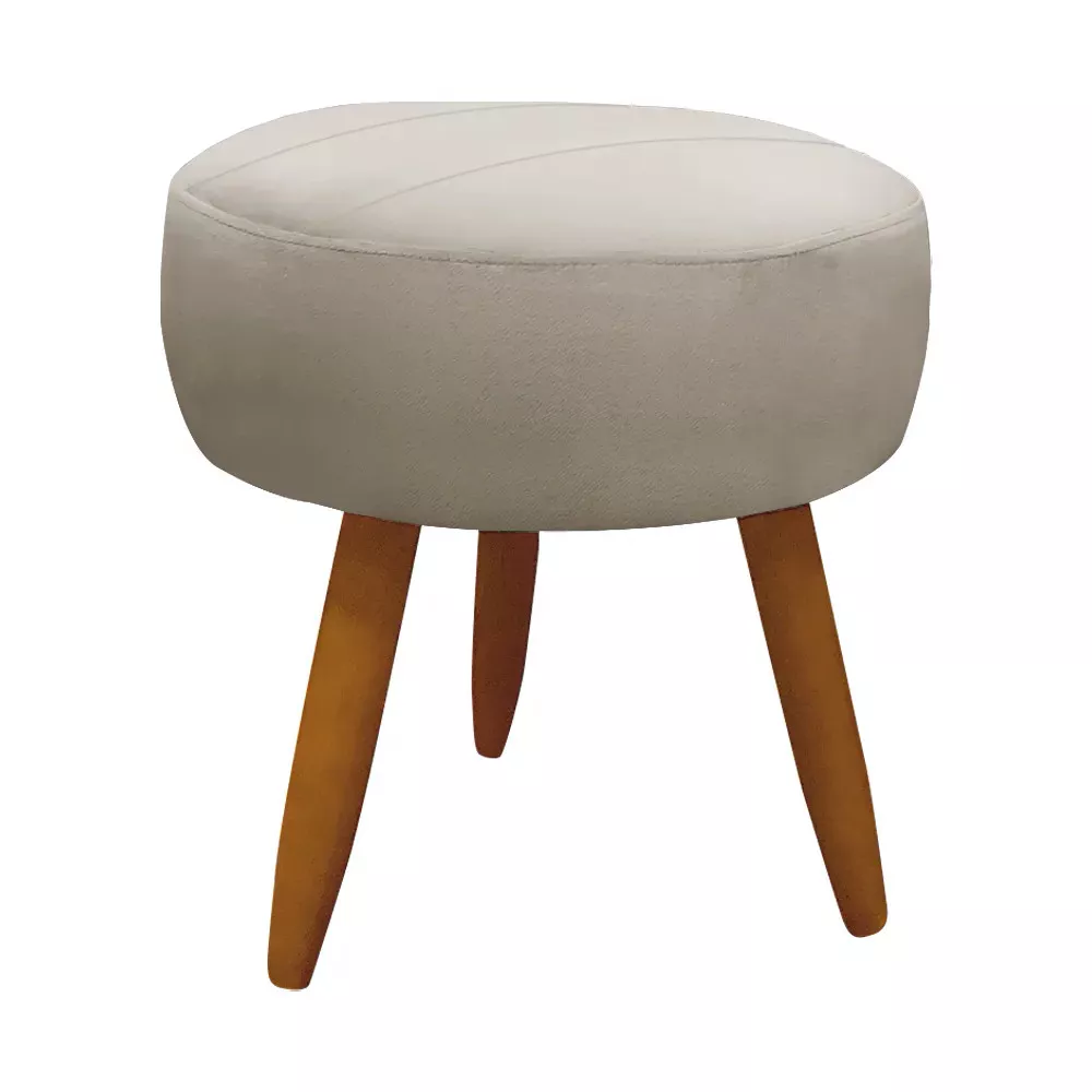 Image 6 of 9 of Kit 2 Poltronas Decorativas Nina + Puff Veludo Bege - Speciale Home
