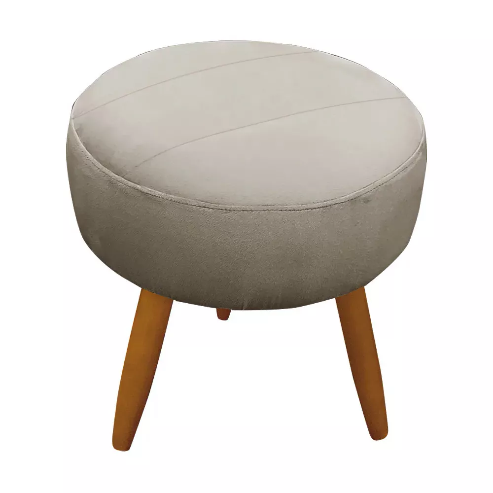 Image 7 of 9 of Kit 2 Poltronas Decorativas Nina + Puff Veludo Bege - Speciale Home