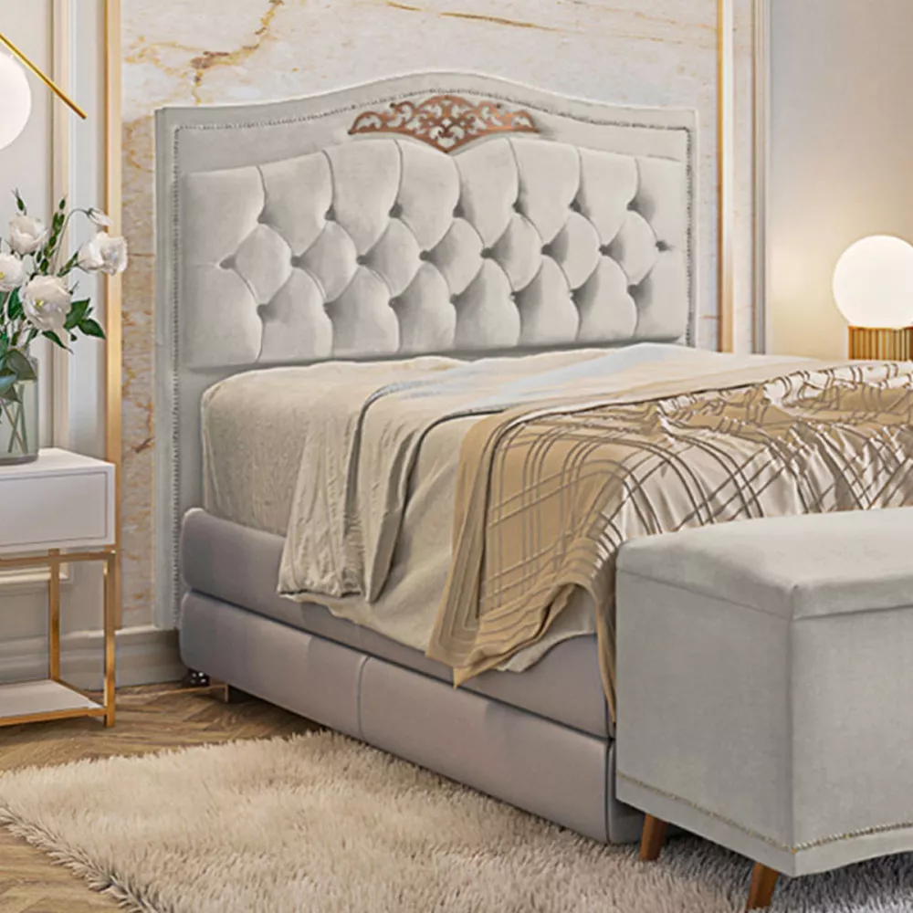 Image 1 of 4 of Cabeceira Holanda 1,60 para Cama Box Queen - Veludo