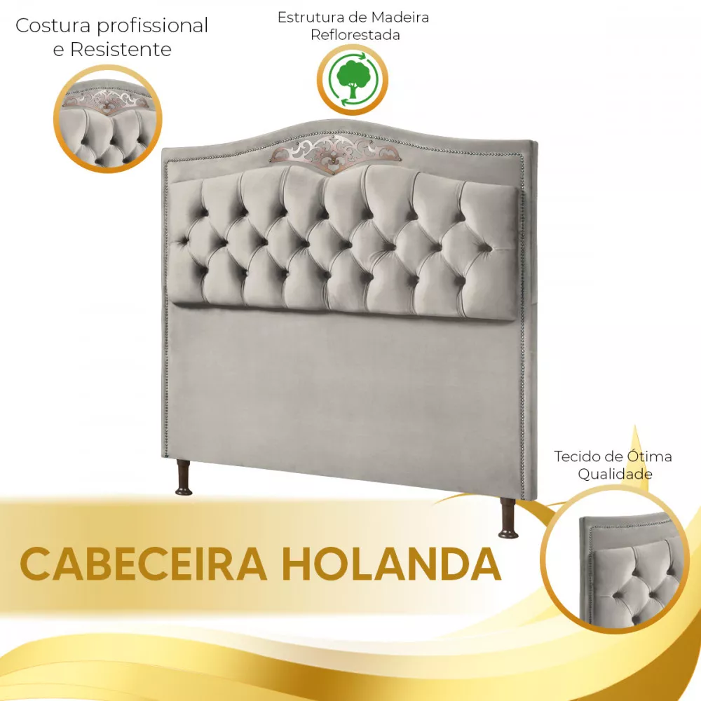 Image 3 of 4 of Cabeceira Holanda 1,60 para Cama Box Queen - Veludo