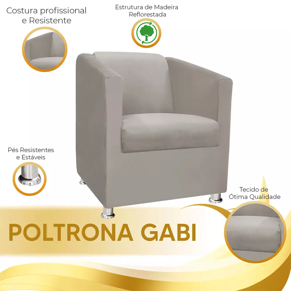 Image 6 of 7 of Poltrona Decorativa Gabi para Recepção Sala e Quarto Veludo Bege - Speciale Home