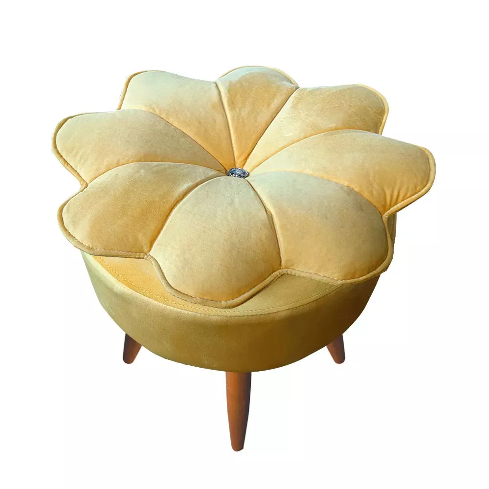 Image 0 of 6 of Puff Decorativo Floratta Veludo Amarelo - Speciale Home