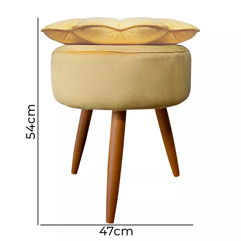 Image 2 of 6 of Puff Decorativo Floratta Veludo Amarelo - Speciale Home