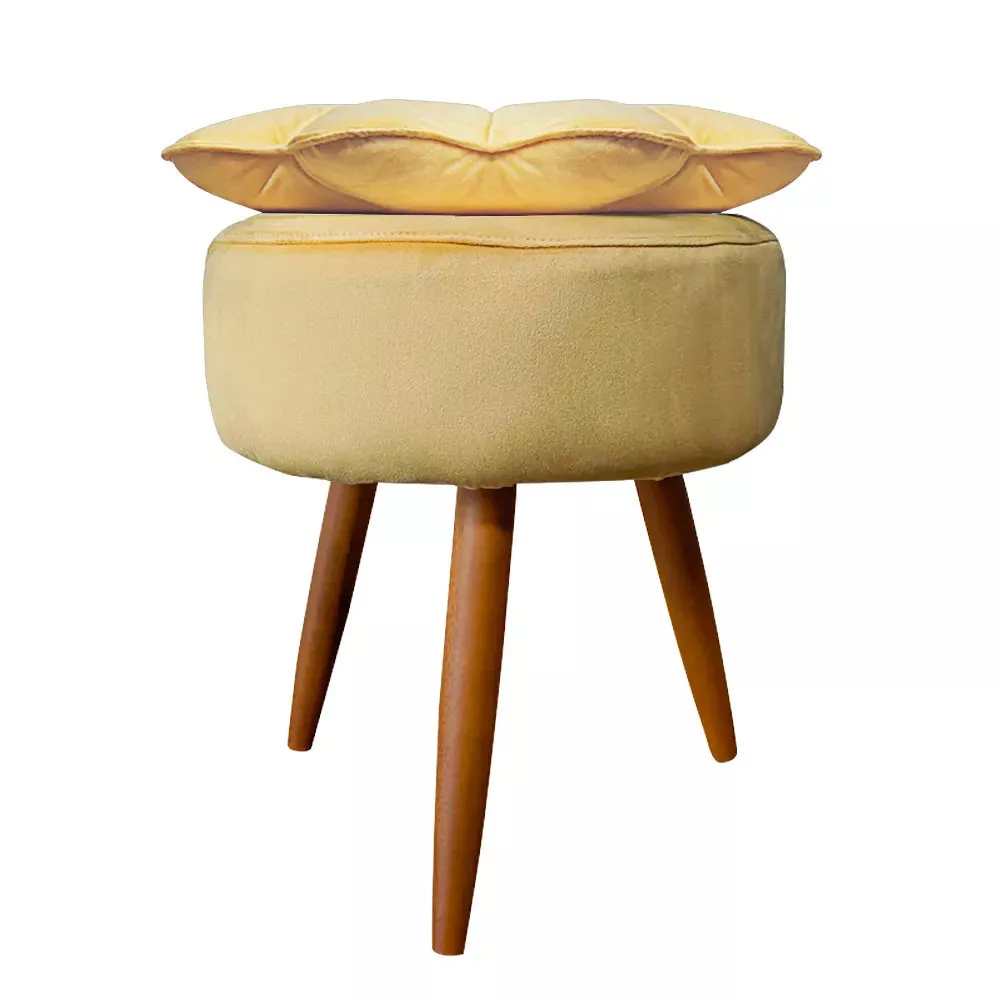 Image 4 of 6 of Puff Decorativo Floratta Veludo Amarelo - Speciale Home