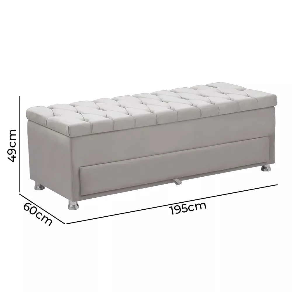 Image 3 of 10 of Conjunto Cabeceira Mila + Calçadeira Munique 1,95 Veludo Bege - Speciale Home
