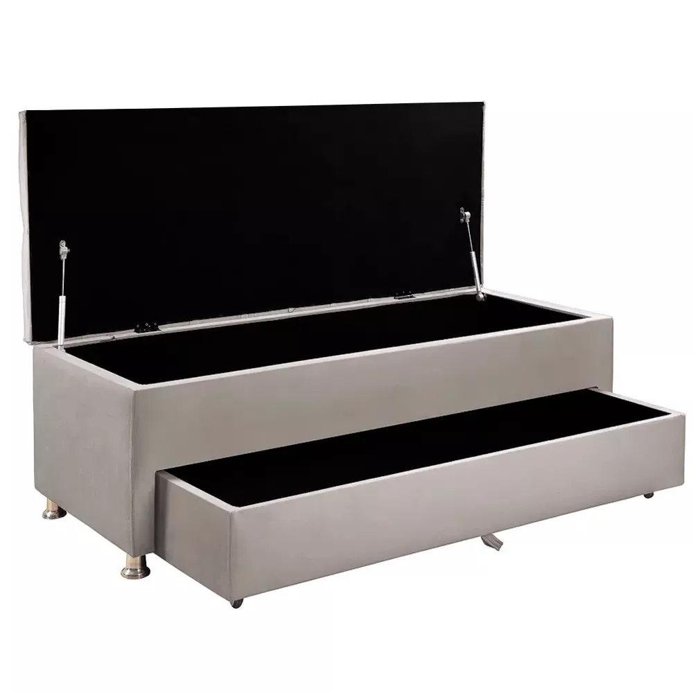 Image 7 of 10 of Conjunto Cabeceira Mila + Calçadeira Munique 1,95 Veludo Bege - Speciale Home