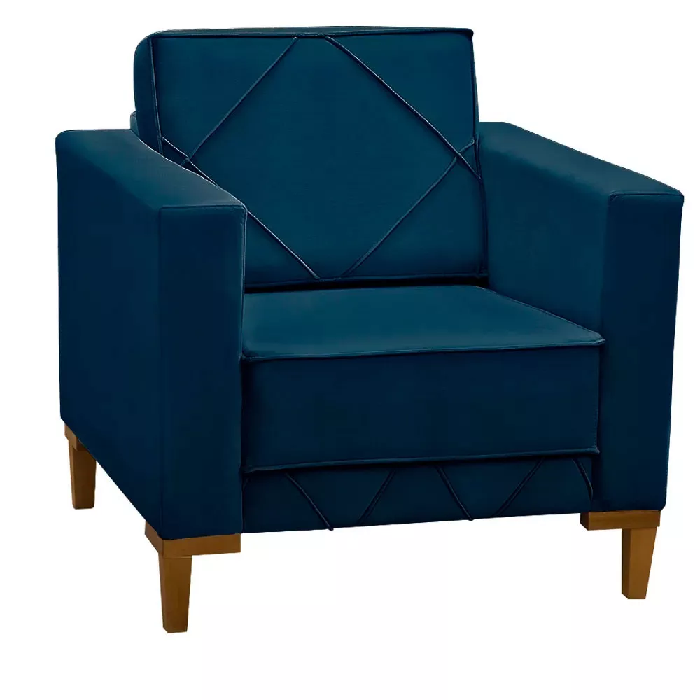 Image 0 of 6 of Poltrona Decorativa Sarah Veludo Azul - Speciale Home