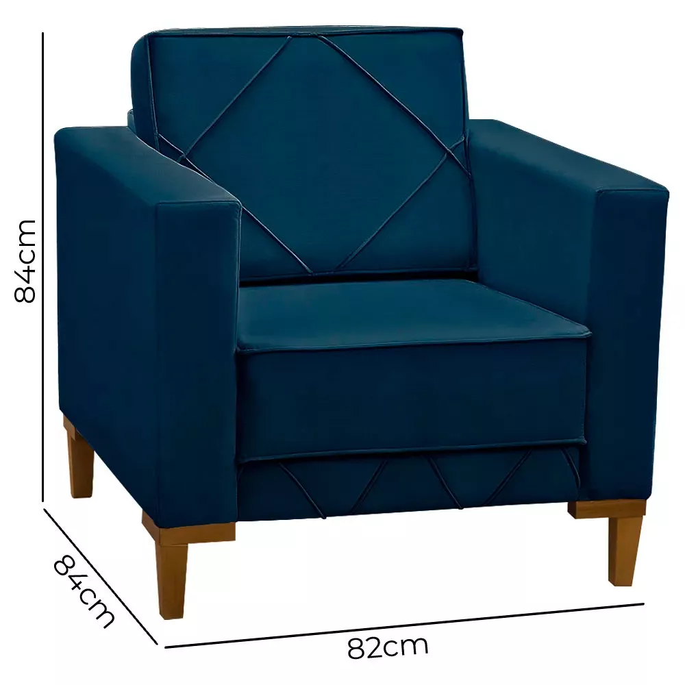 Image 2 of 6 of Poltrona Decorativa Sarah Veludo Azul - Speciale Home