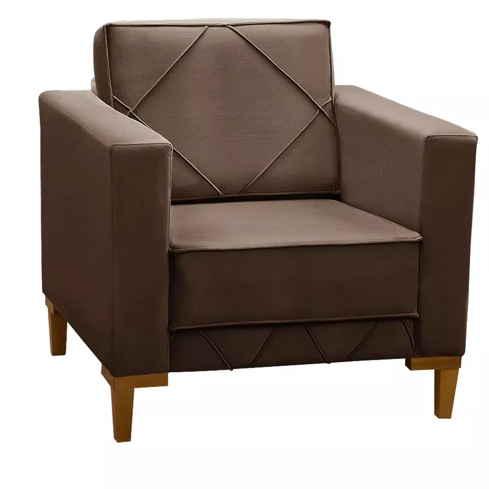 Image 3 of 7 of Kit 2 Poltronas Decorativa Sarah Veludo Chocolate - Speciale Home