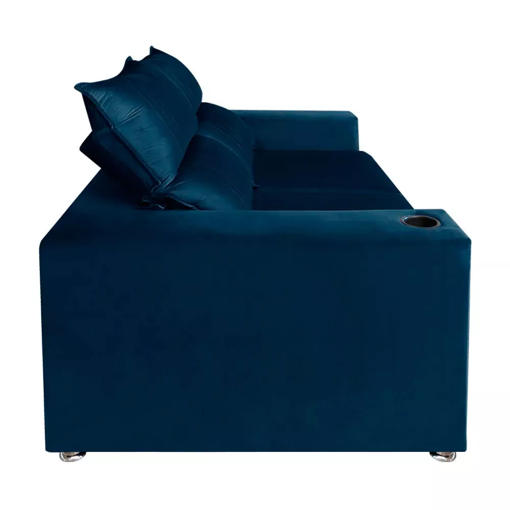 Image 7 of 9 of Sófa Retrátil e Reclinável 2 lugares Madri 1,60cm c/Molas Veludo Azul