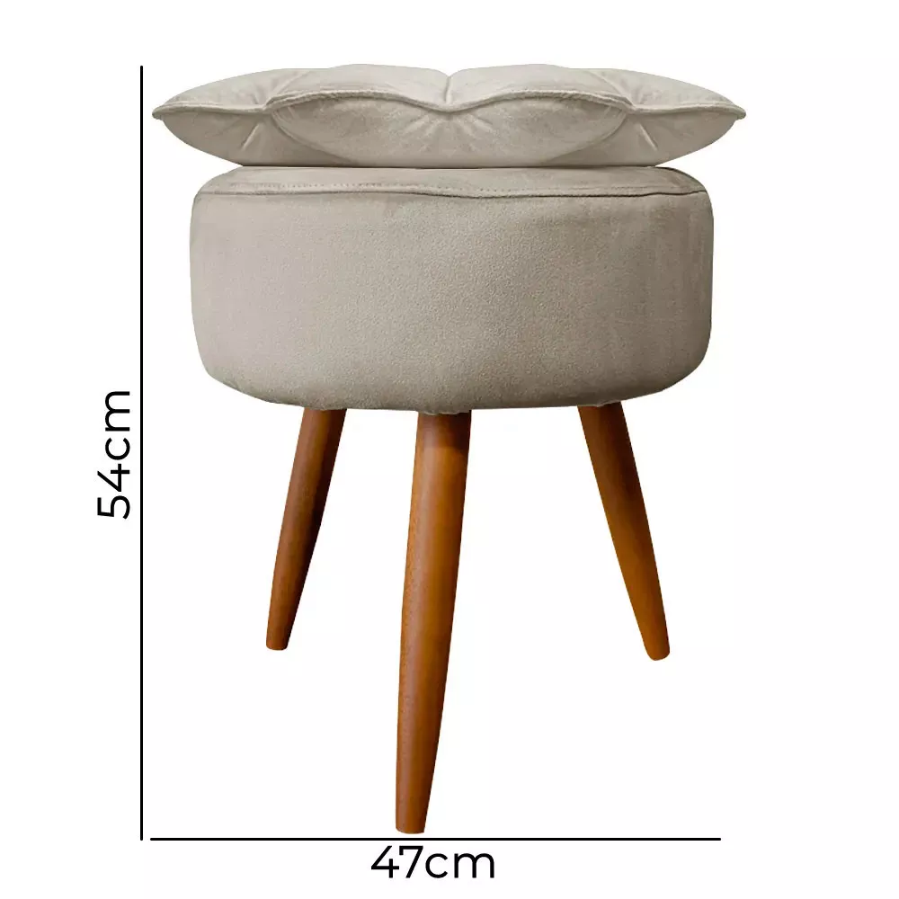 Image 2 of 6 of Puff Decorativo Floratta Veludo Bege Marfim - Speciale Home