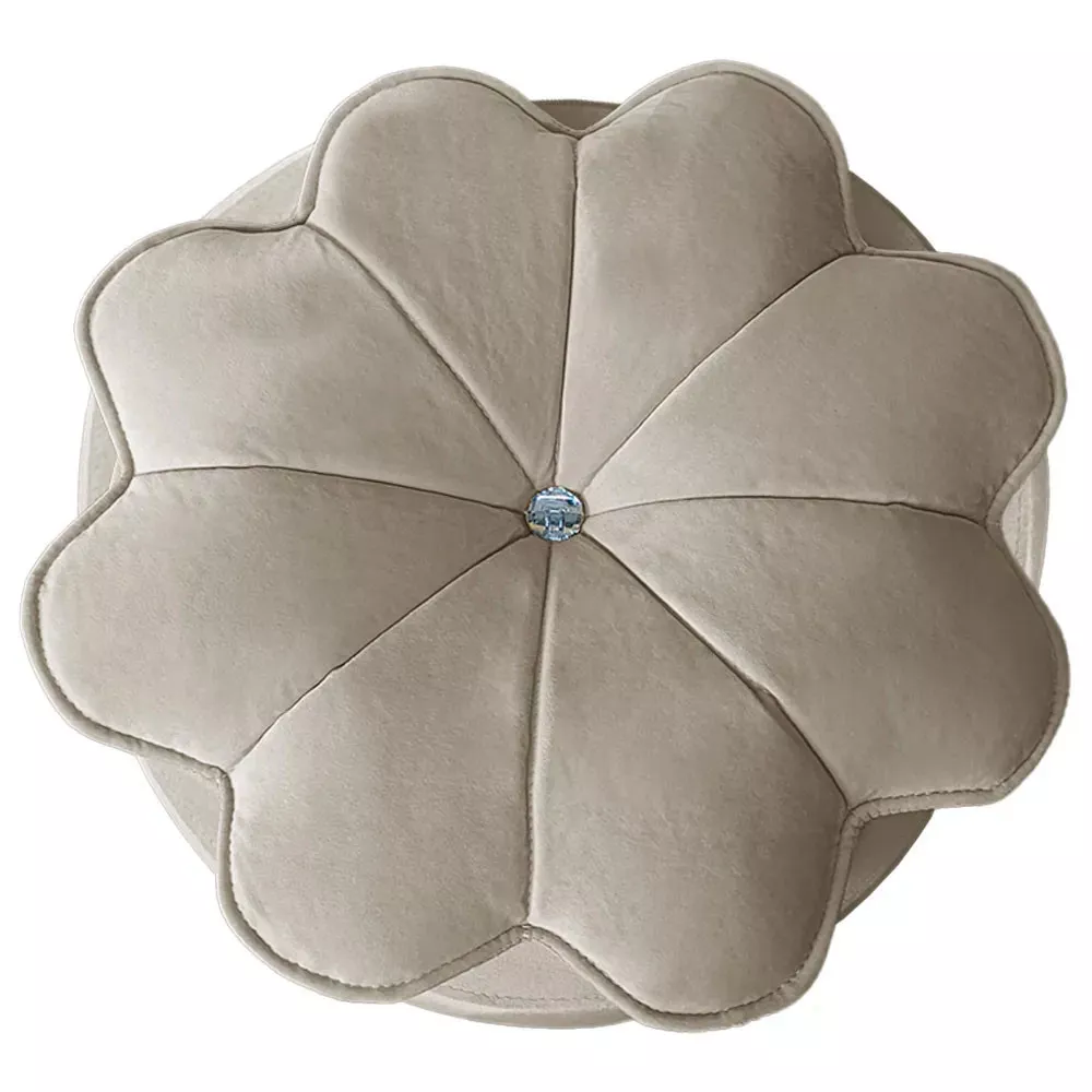Image 5 of 6 of Puff Decorativo Floratta Veludo Bege Marfim - Speciale Home