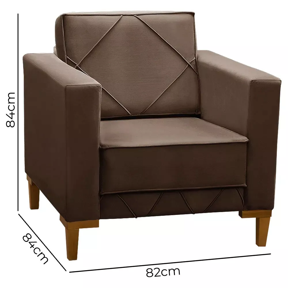 Image 2 of 6 of Poltrona Decorativa Sarah Veludo Marrom Chocolate - Speciale Home