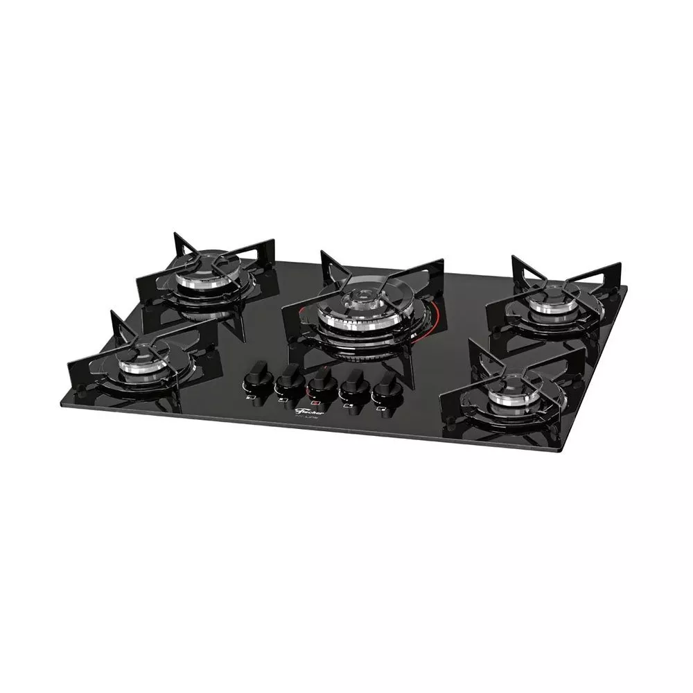 Image 0 of 3 of Cooktop 5 Bocas Fischer Fit Line Mesa de Vidro com Acendimento Automático