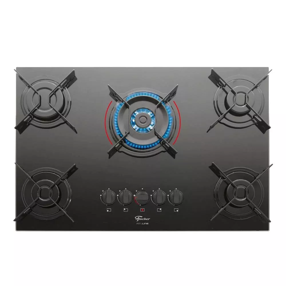 Image 2 of 3 of Cooktop 5 Bocas Fischer Fit Line Mesa de Vidro com Acendimento Automático