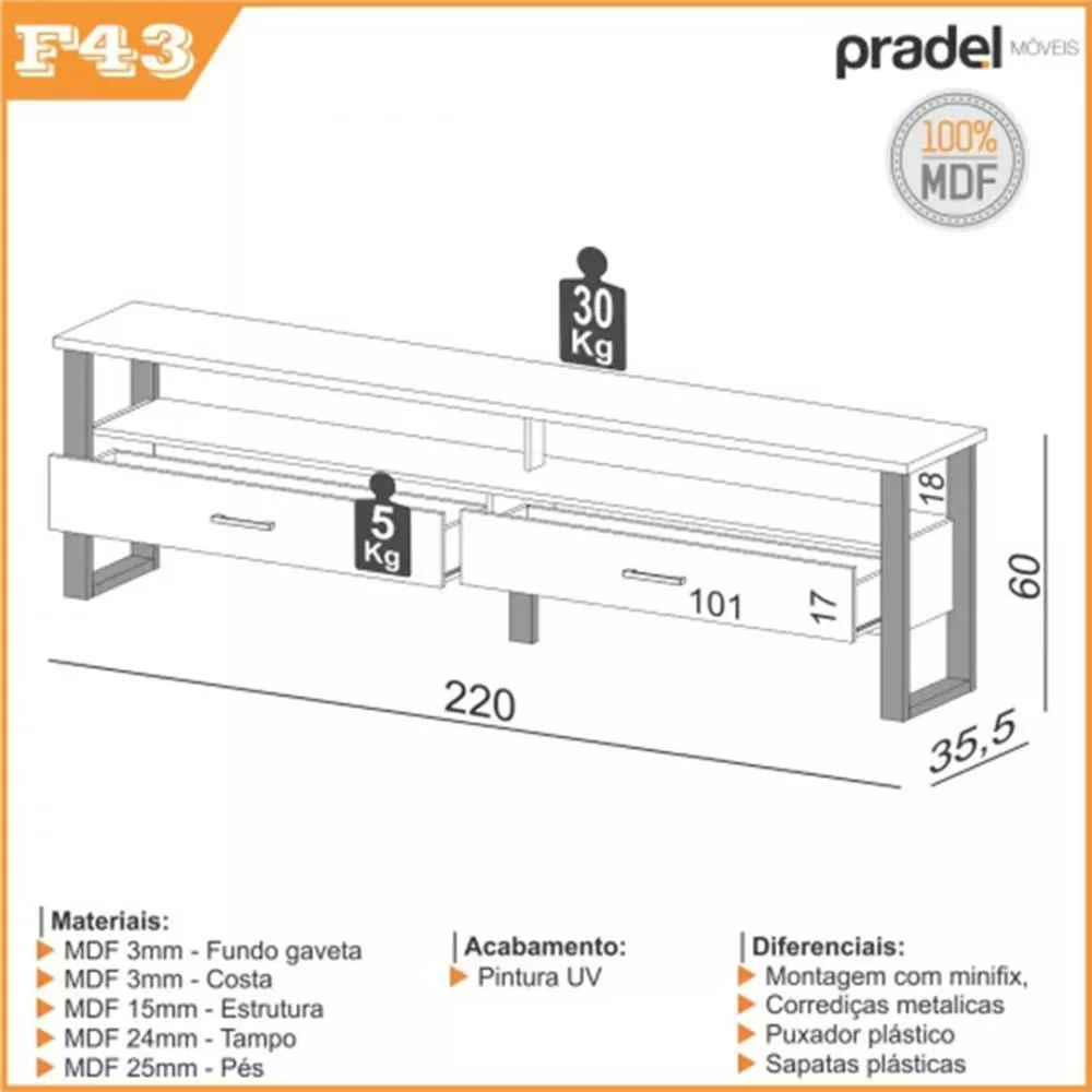 Image 2 of 3 of Rack Pradel Industriel 2 Gavetas 180cm
