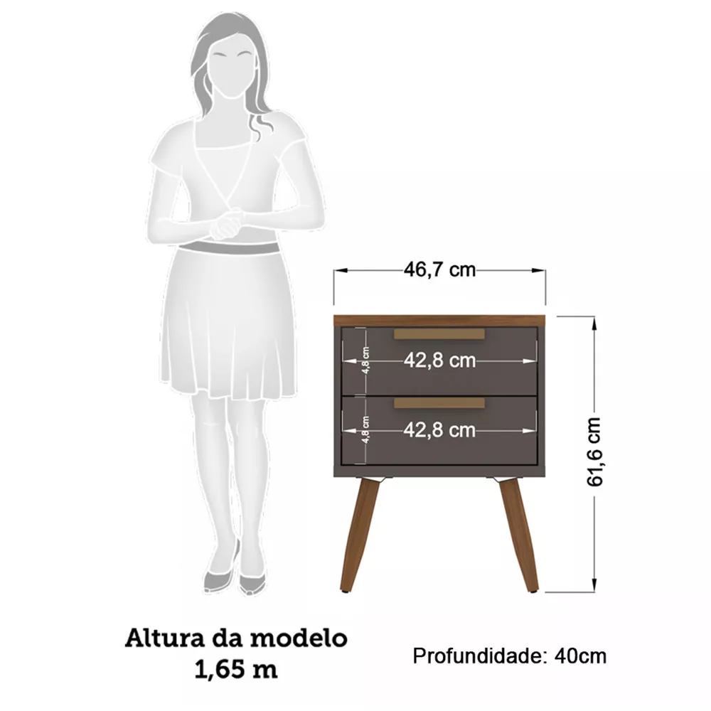 Image 2 of 5 of Mesa de Cabeceira com 2 Gavetas New Conect Santos Andirá