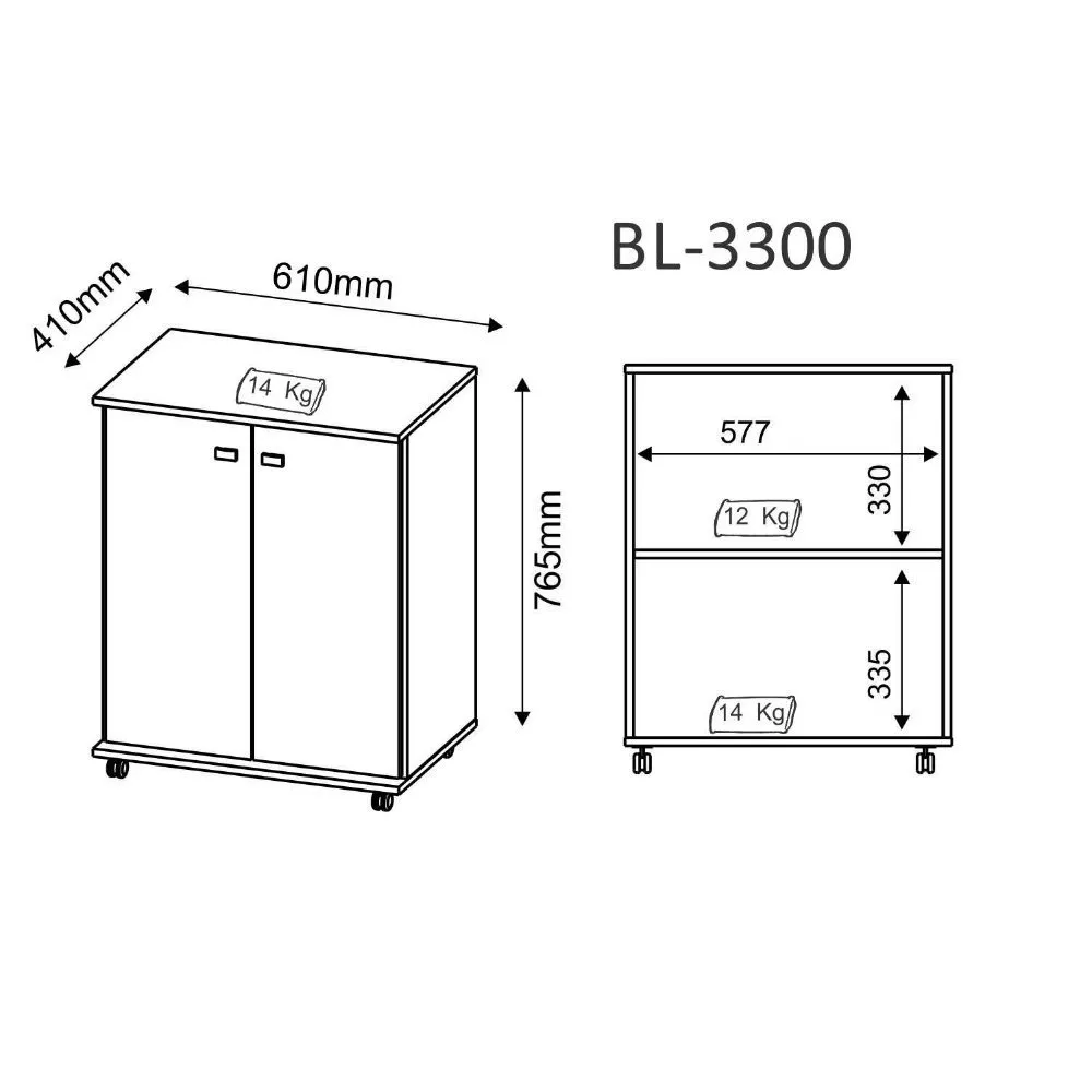 Image 2 of 5 of Balcão Tecno Mobili Cozinha 2 Portas 1 Prateleira BL3300