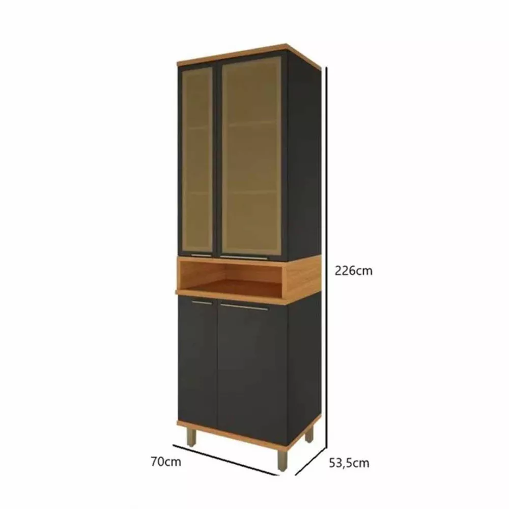 Image 1 of 2 of Paneleiro Indekes Munique 4 Portas 2 Com Vidro 70 cm