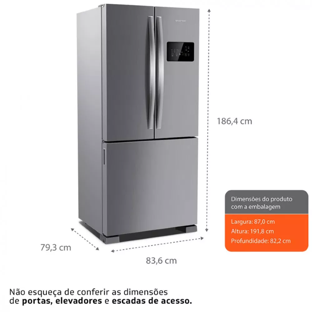 Image 2 of 5 of Refrigerador Brastemp BRO85AK Inverse 3 Portas 554L