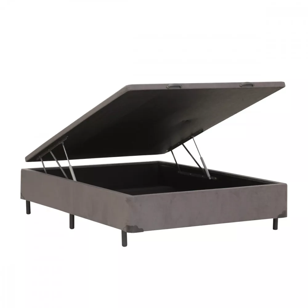 Image 0 of 3 of Base para Cama Box Casa Bau 138x188x30 Sued Cinza Dancar