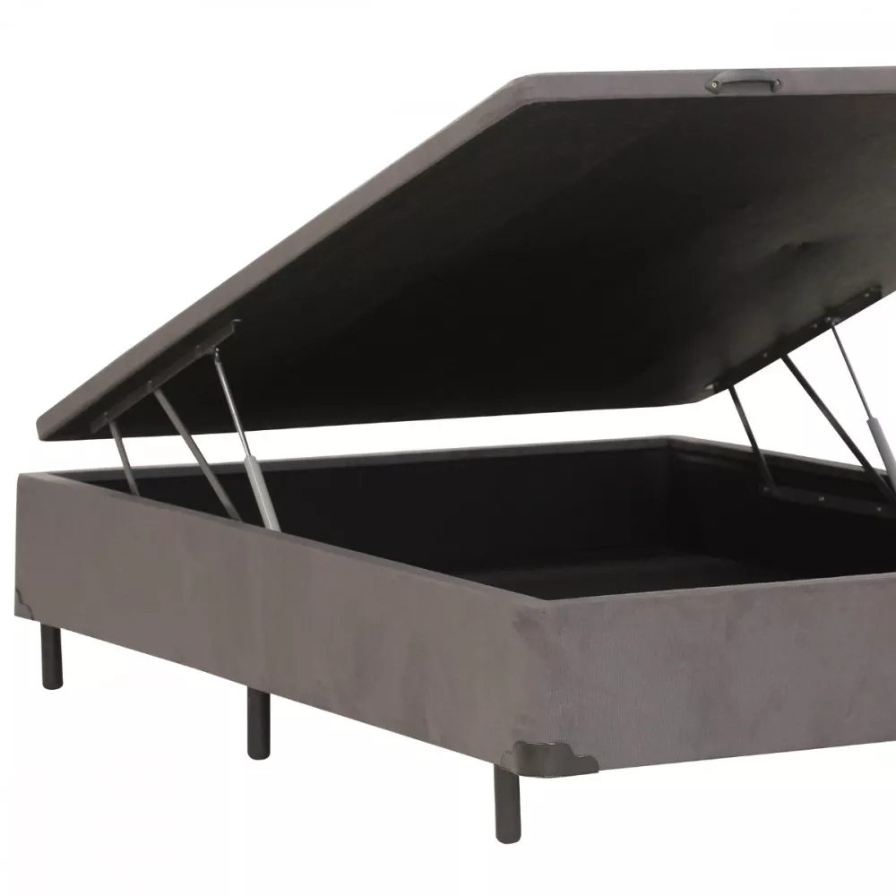 Image 1 of 3 of Base para Cama Box Casa Bau 138x188x30 Sued Cinza Dancar