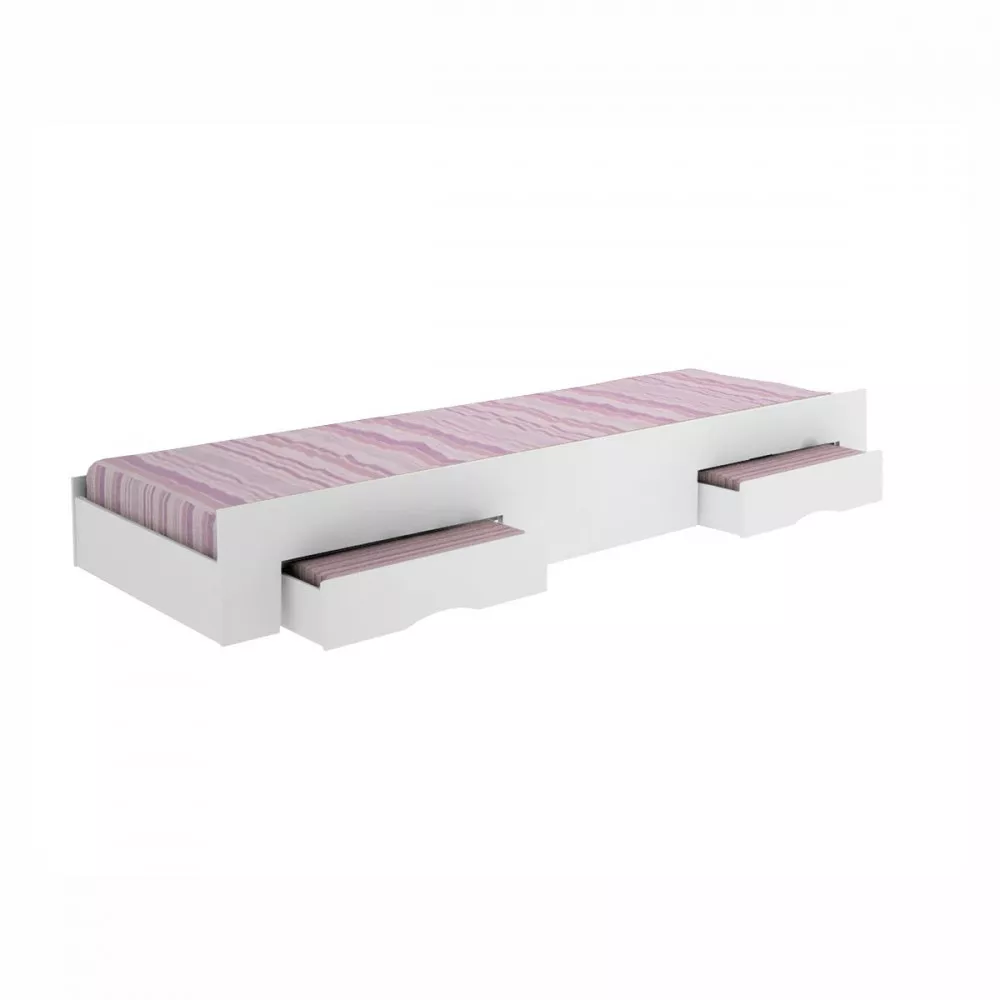Image 0 of 1 of Cama Auxiliar Bibox Com 2 Gavetas Branco Brilho TCIL