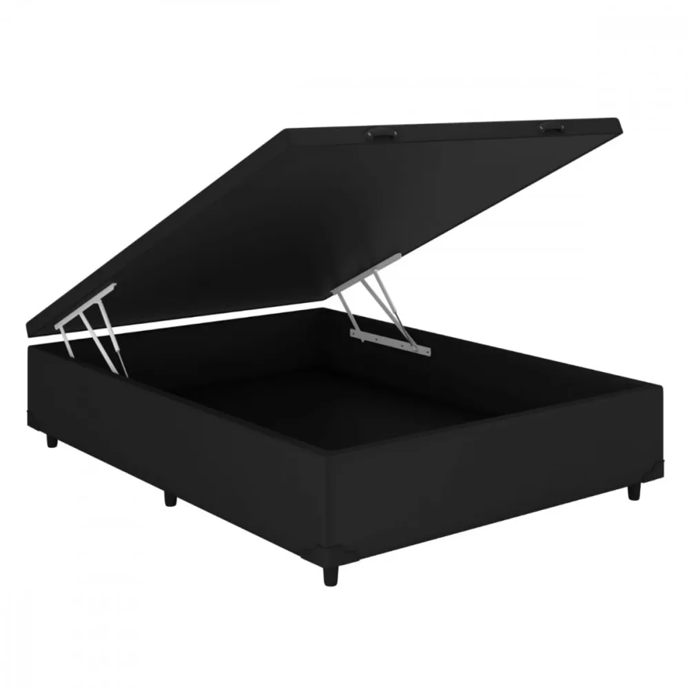 Image 0 of 2 of Base Cama Box Viúva Baú 128x188x35 Sued Preto Sanmade Maite
