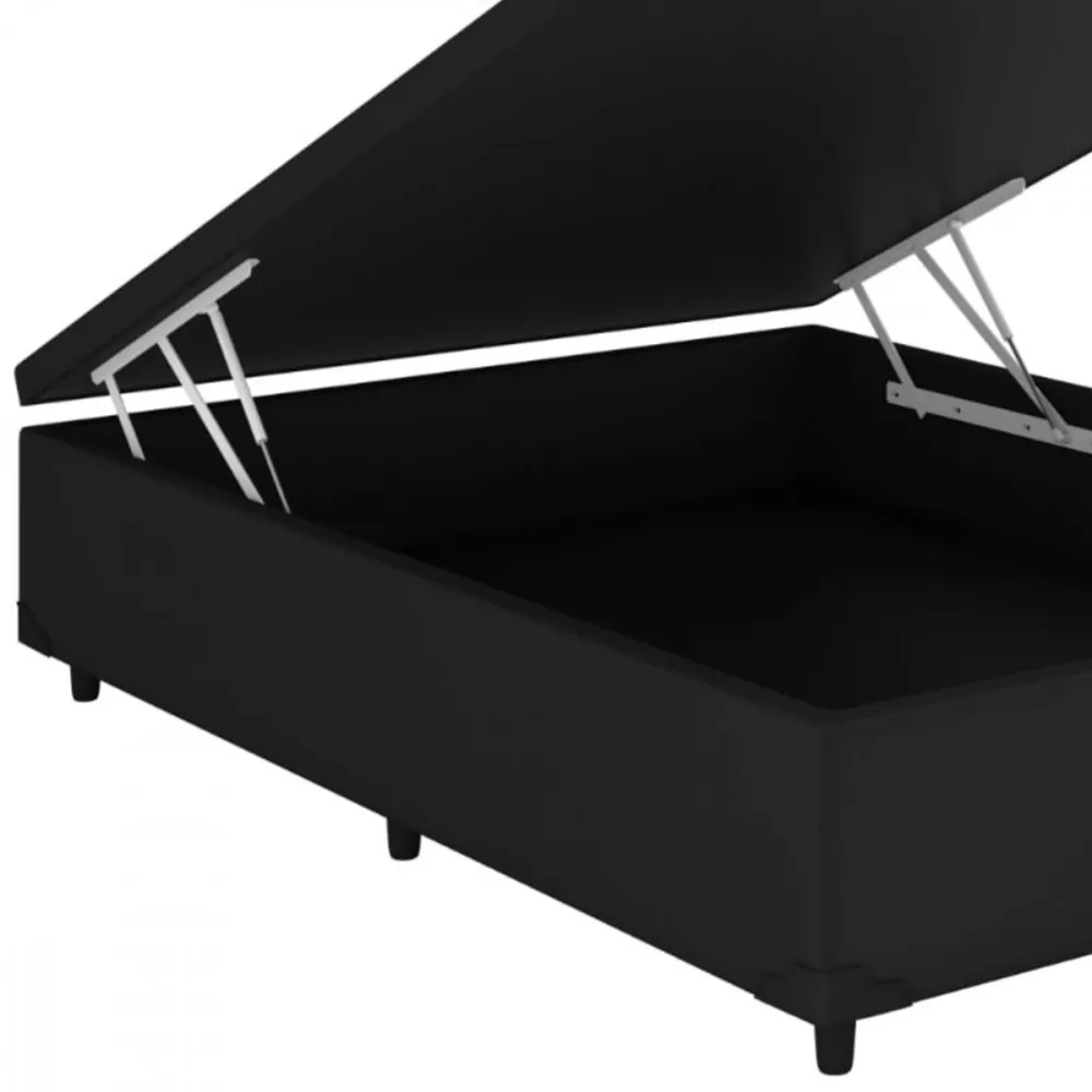 Image 1 of 2 of Base Cama Box Viúva Baú 128x188x35 Sued Preto Sanmade Maite