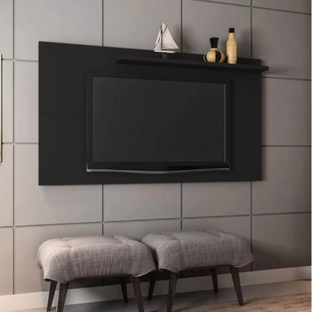 Image 1 of 5 of Painel Chanel para TV de até 50 Polegadas Preto Fosco Bechara