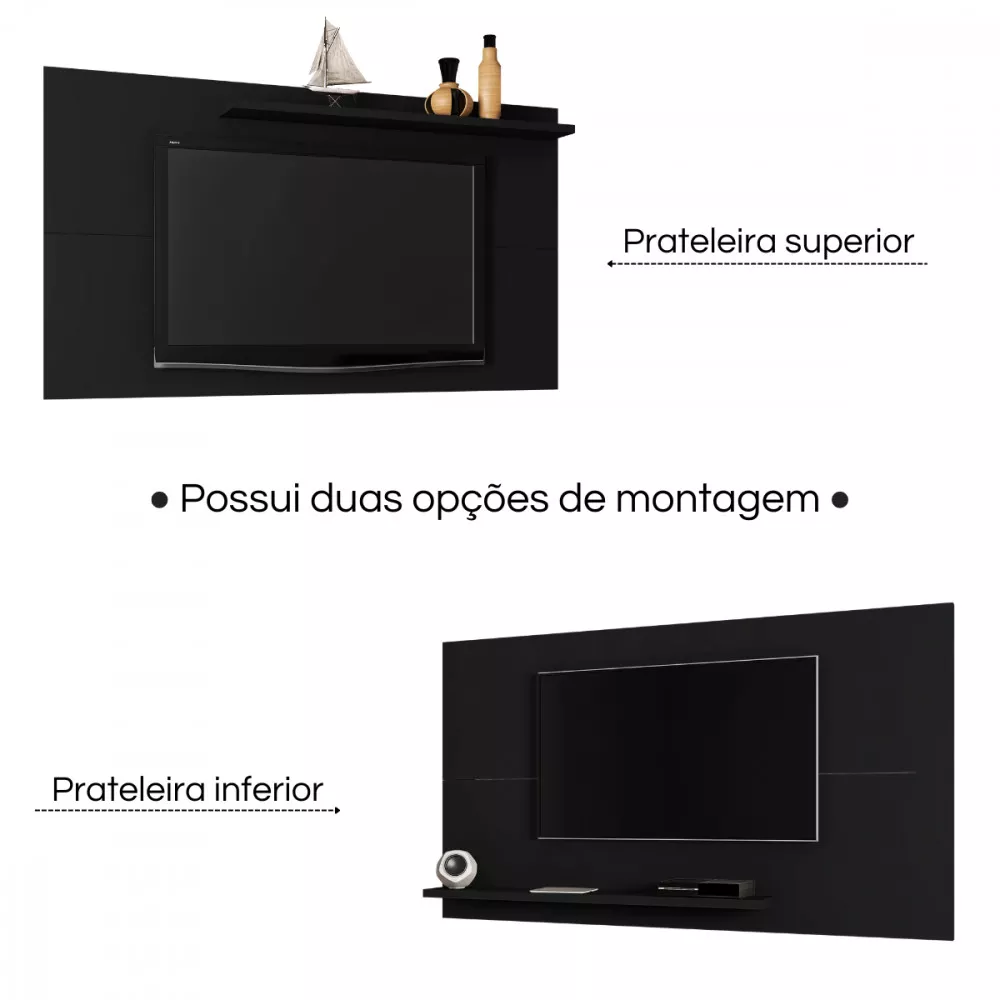Image 2 of 5 of Painel Chanel para TV de até 50 Polegadas Preto Fosco Bechara