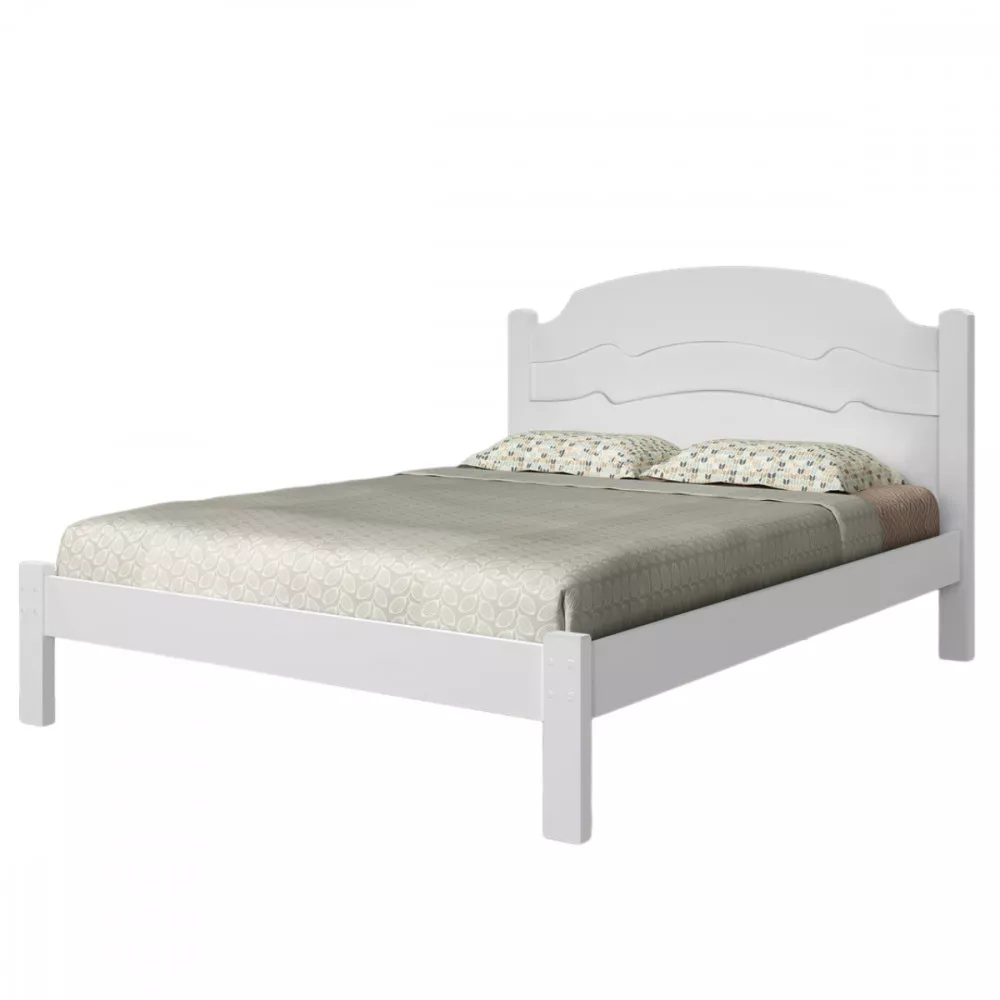 Image 0 of 5 of Cama Casal Iris MDF Branco Brilho com Preto Flex Cambel