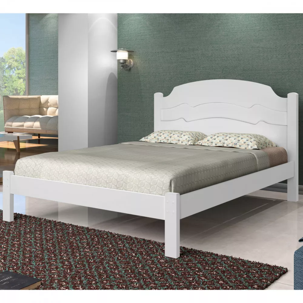 Image 3 of 5 of Cama Casal Iris MDF Branco Brilho com Preto Flex Cambel