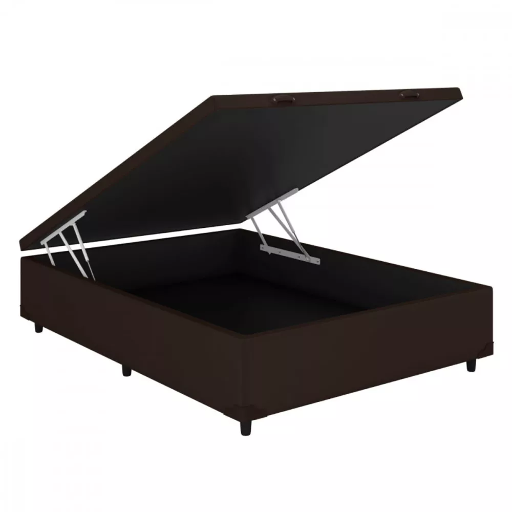 Image 0 of 2 of Base Cama Box Casal Baú 138x188x35 Sued Marrom Sanmade Maite