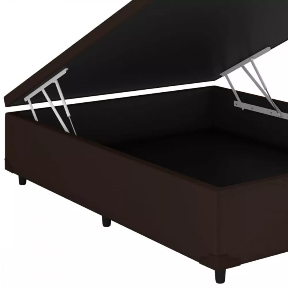 Image 1 of 2 of Base Cama Box Casal Baú 138x188x35 Sued Marrom Sanmade Maite